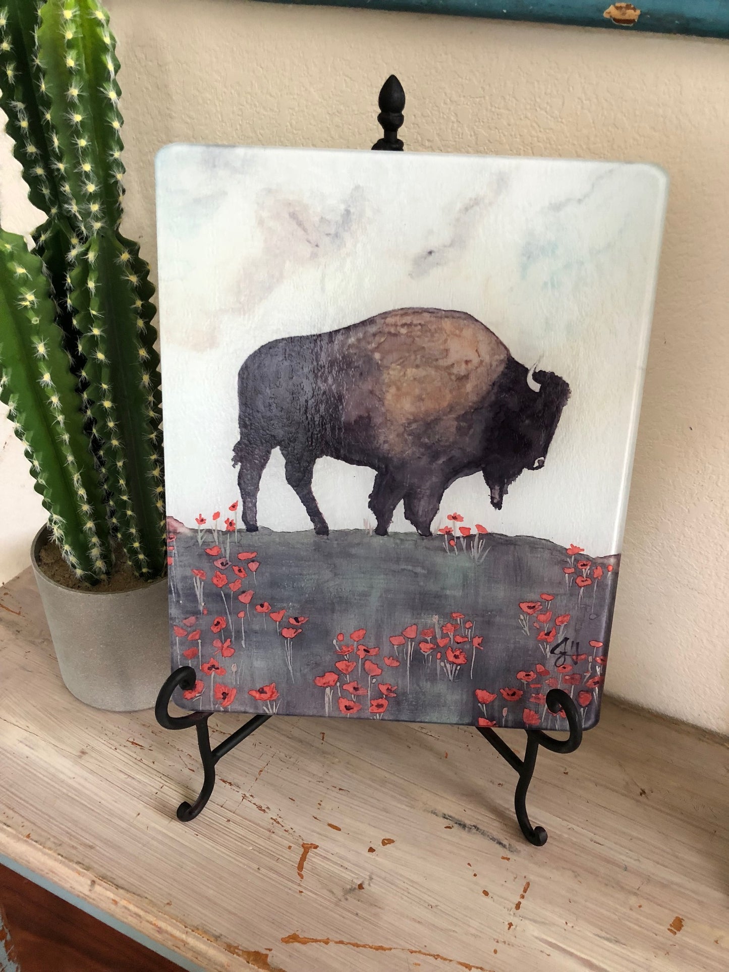 Cutting Board - Buffalo in Poppies