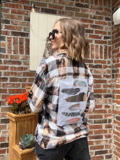 Adult Button Ups - Feathers (women's medium)