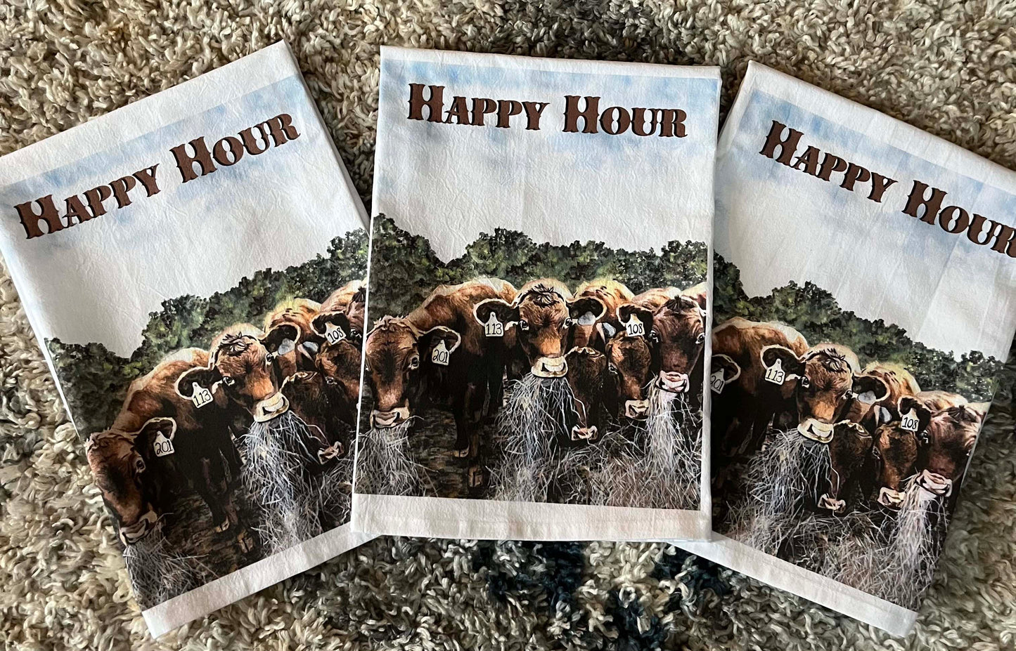 Tea Towel - Happy Hour (with text)