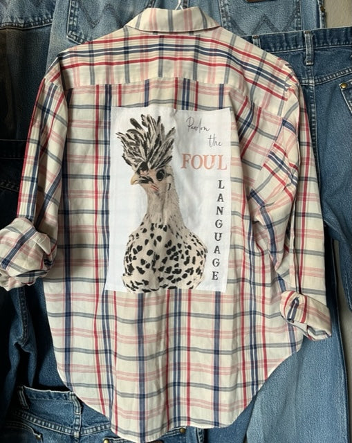 Adult Button Ups - Pardon Foul Language (womens medium)