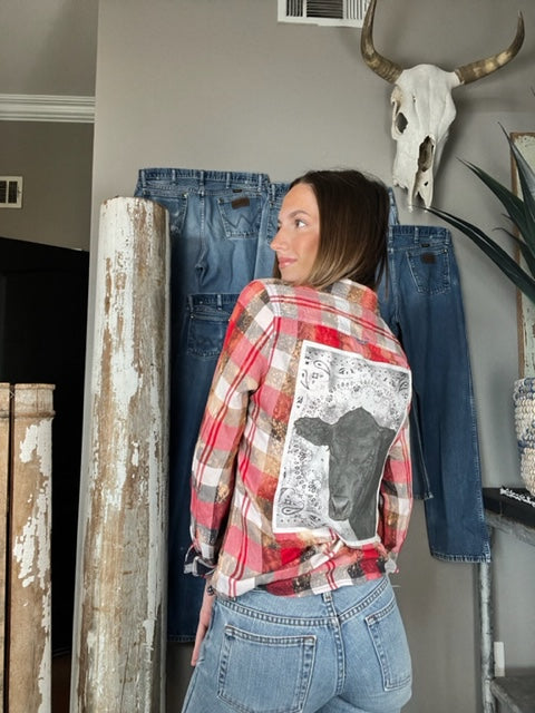Adult Button Ups - Angus bandana background (Missy Large)