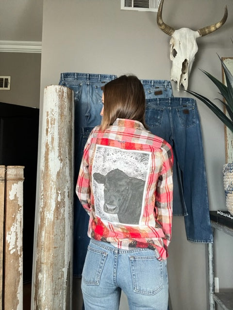 Adult Button Ups - Angus bandana background (Missy Large)