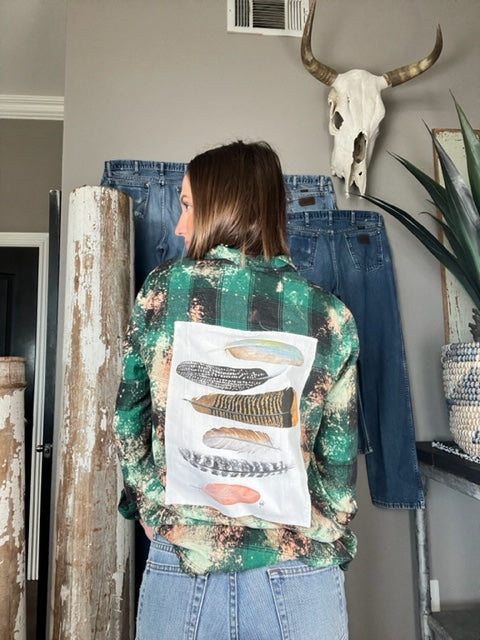 Adult Button Ups - Feathers (missy Large)