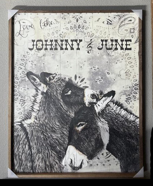 Wall Art - 24x30 - Johnny and June (with text and bandana background)