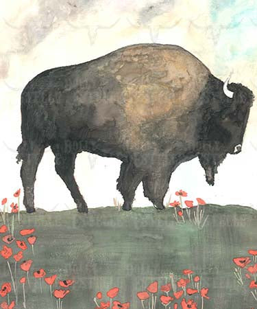 Tea Towel - Buffalo in Poppies