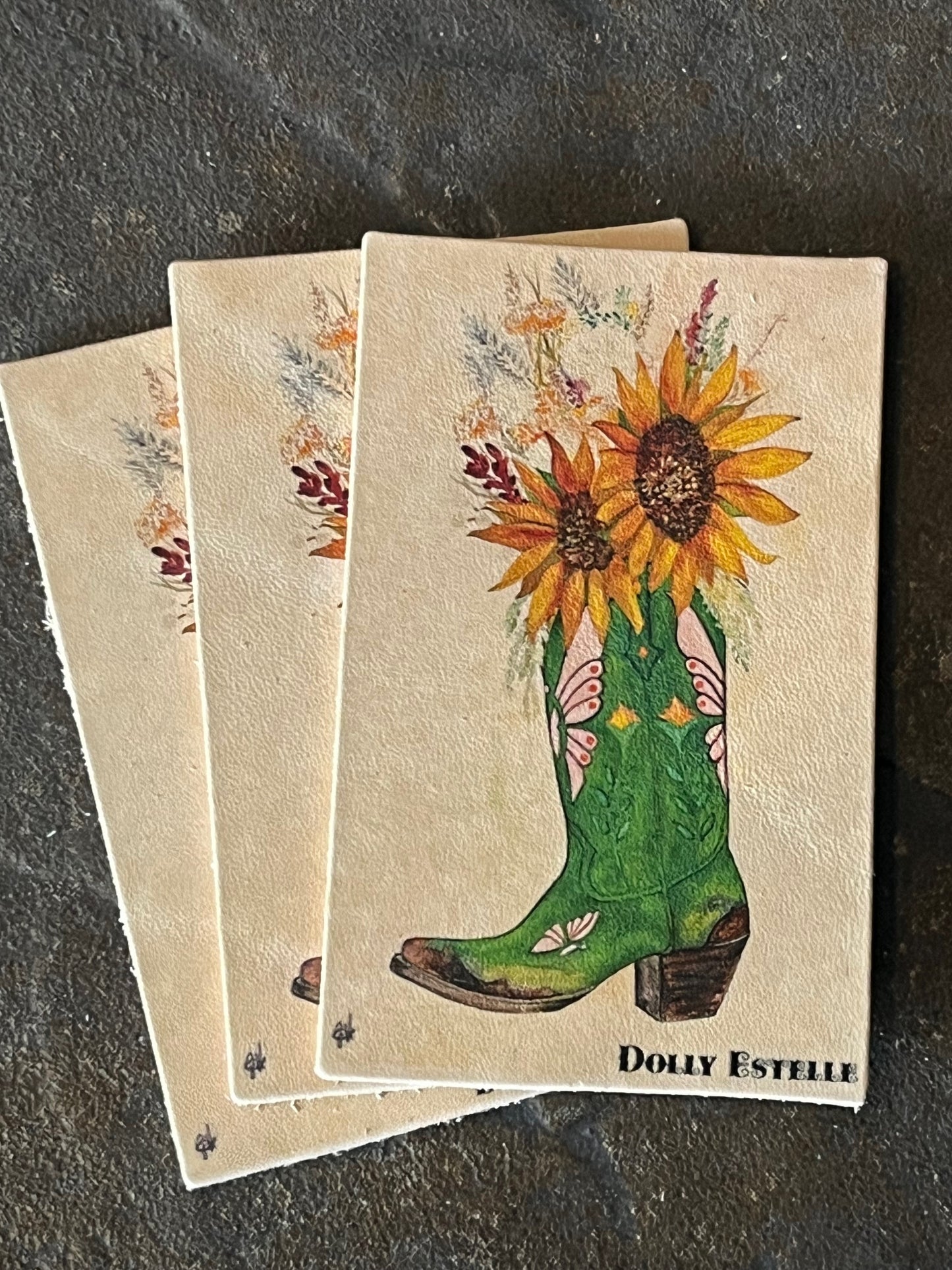 Leather Hat Card - Flowers ta Boot