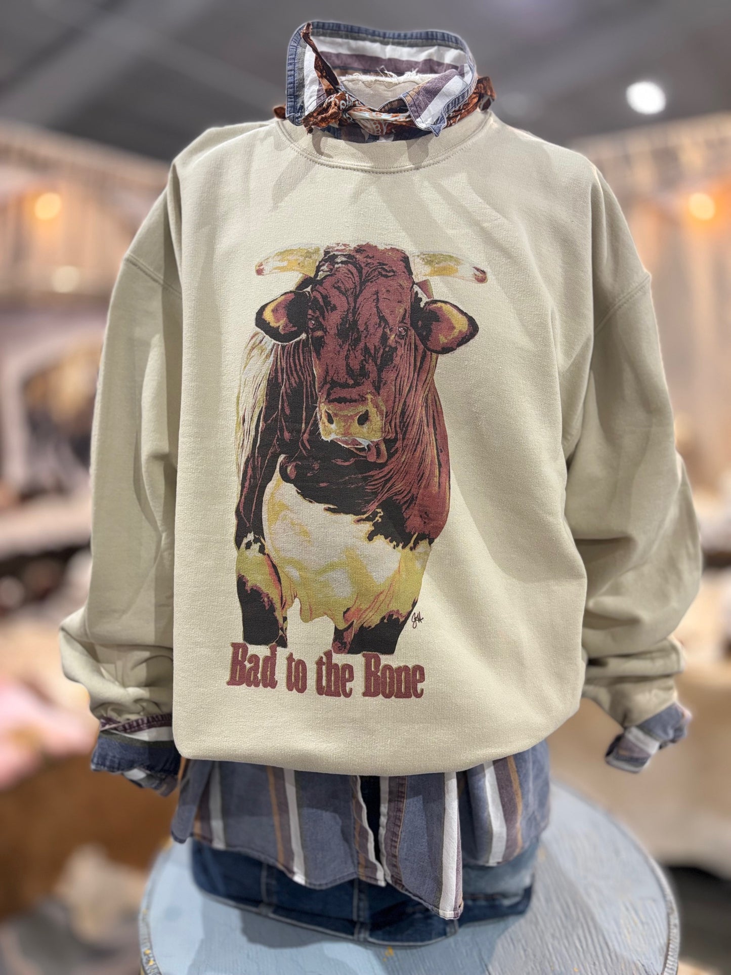 Sweatshirt - Bad to the Bone retro (with text)