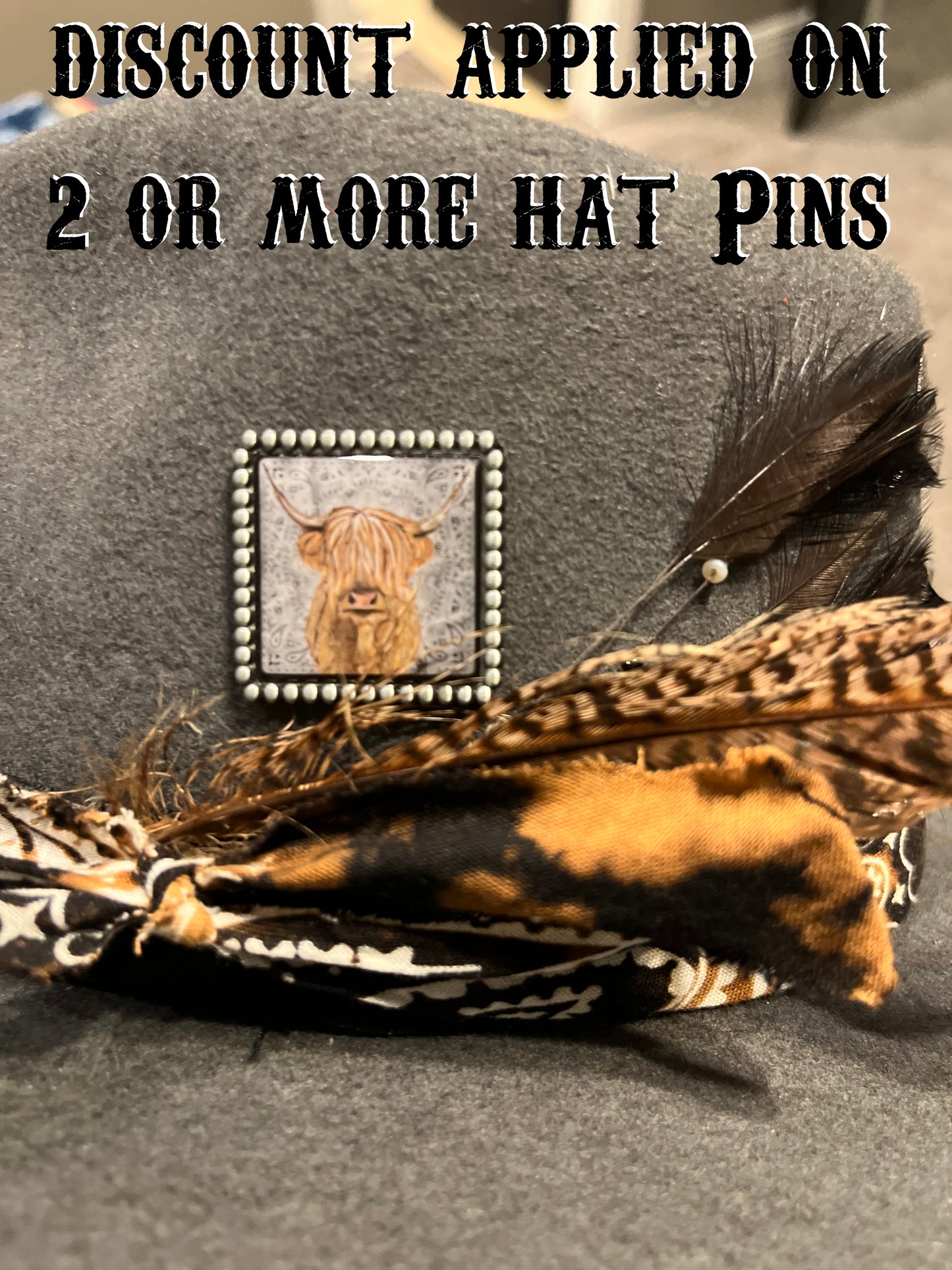 Hat Pin - Chewy (bandana background)